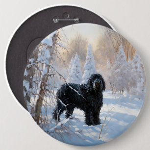 Badge Rond 15,2 Cm Black Russian Terrier Laisser neiger Noël