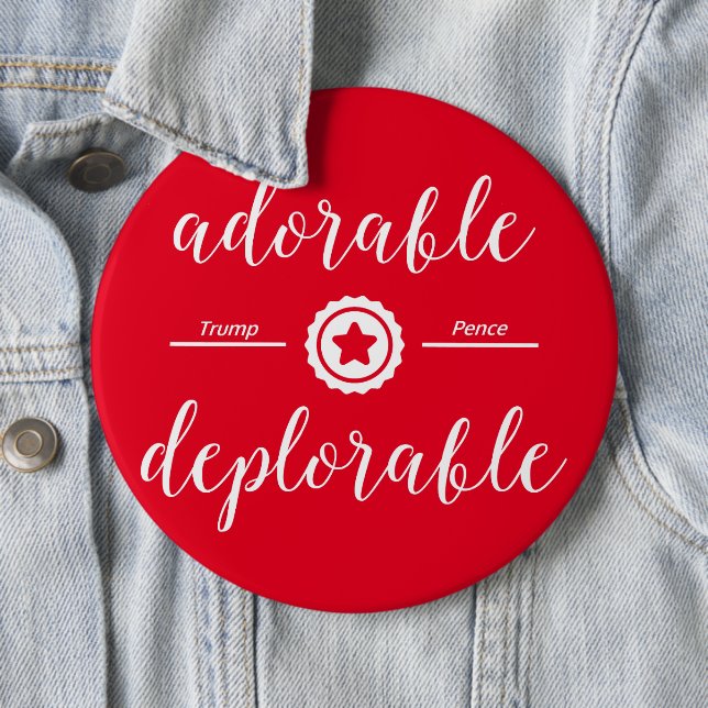 Badge Rond 15,2 Cm Blanc politique déplorable adorable de Pin de (En situation)