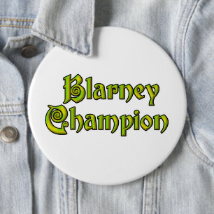 Badge Rond 15,2 Cm Blarney Champion bouton blanc colossal