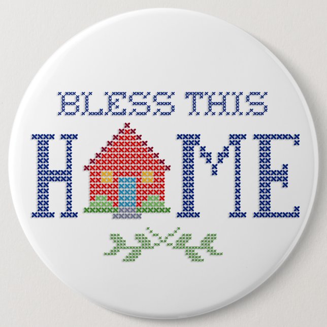 Badge Rond 15,2 Cm Bless this Home Button (Devant)