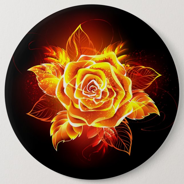 Badge Rond 15,2 Cm Blooming Fire Rose (Devant)