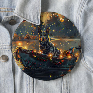 Badge Rond 15,2 Cm Blue Heeler Noël Festive Voyage