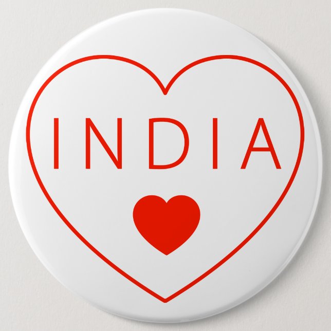 Badge Rond 15,2 Cm Bon coeur Inde (Devant)