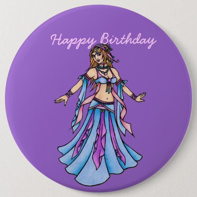 Badge Rond 15,2 Cm Bonne danseuse du ventre d'anniversaire (Devant)