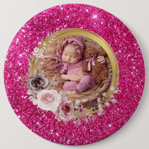 Badge Rond 15,2 Cm Bonne fête des mères photo de parties scintillant 