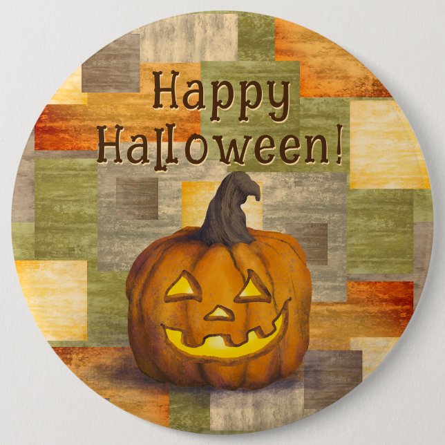 Badge Rond 15,2 Cm Bonne Halloween Jack O'Lantern Citrouille (Devant)