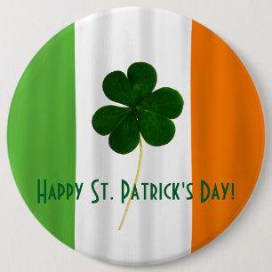 Badge Rond 15,2 Cm Bonne St. Patrick's Day Irlandais Drapeau Shamrock