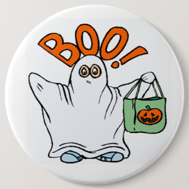 BADGE ROND 15,2 CM BOO ! FANTÔME (Devant)