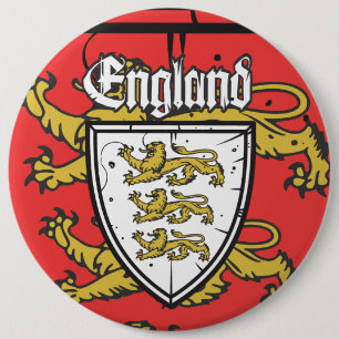 Badge Rond 15,2 Cm Bouclier en bois des Trois Lions d'Angleterre