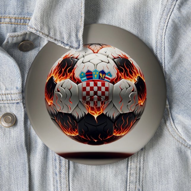Badge Rond 15,2 Cm Boule de football croate fière (En situation)