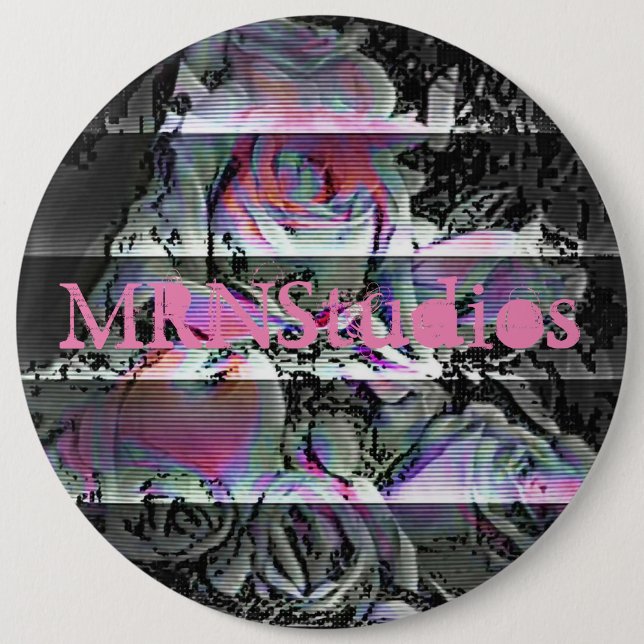 Badge Rond 15,2 Cm Bouquet Techno Bouton (Devant)