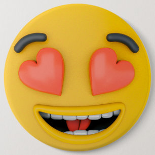 Badge Rond 15,2 Cm Bouton Adorable Amour Emoji - Répandez l'Amour!