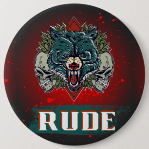 Badge Rond 15,2 Cm Bouton animal grossier