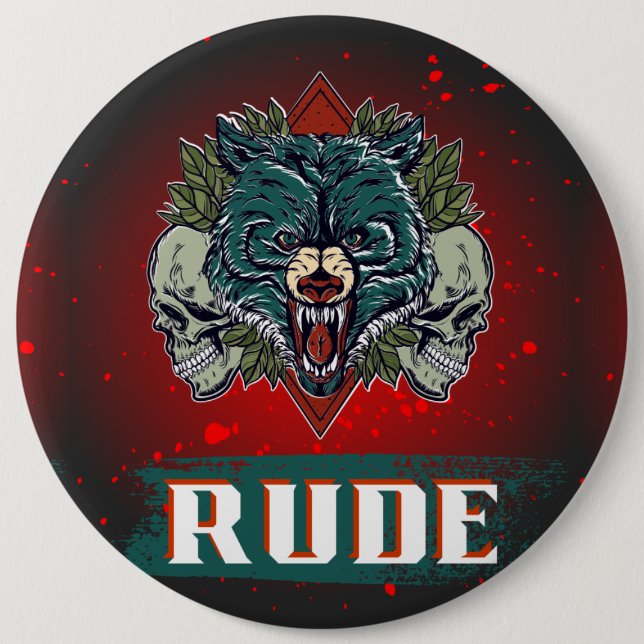 Badge Rond 15,2 Cm Bouton animal grossier (Devant)