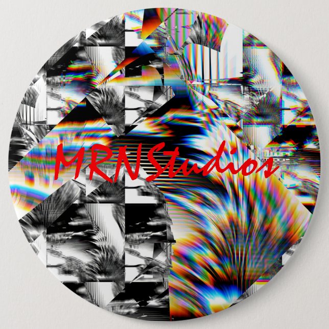 Badge Rond 15,2 Cm Bouton Arc en ciel (Devant)