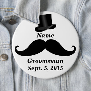 Badge Rond 15,2 Cm Bouton arrière de la moustache du Groomsman et du