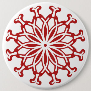 Badge Rond 15,2 Cm Bouton, arrière - plan blanc Design floral rouge
