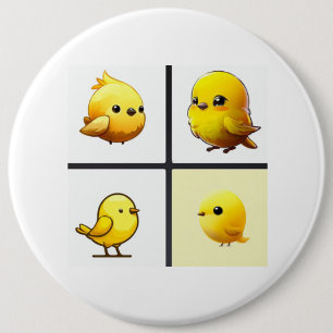 Badge Rond 15,2 Cm Bouton avec design petits oiseaux jaunes mignons