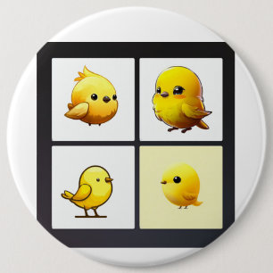 Badge Rond 15,2 Cm Bouton avec design petits oiseaux jaunes mignons
