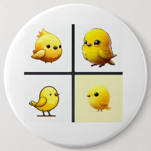 Badge Rond 15,2 Cm Bouton avec mon design petits oiseaux jaunes migno