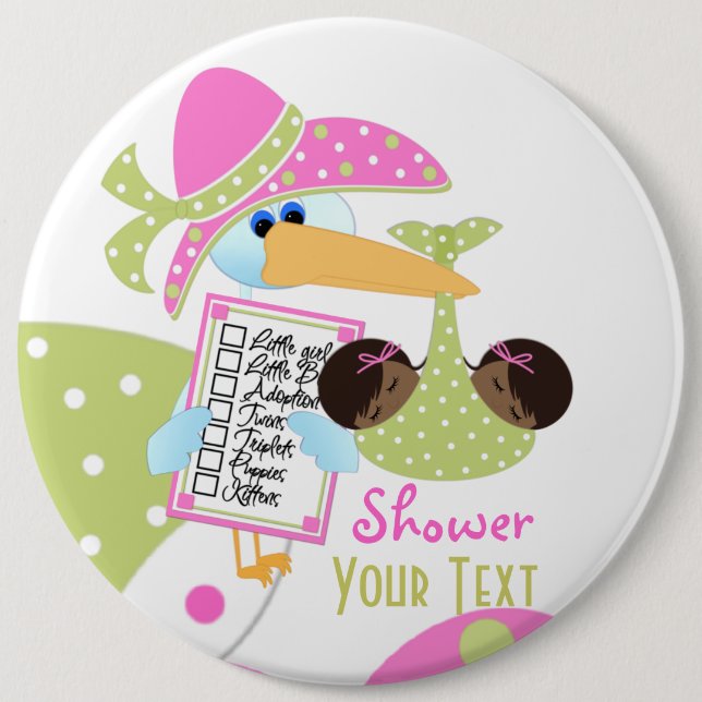 Badge Rond 15,2 Cm Bouton baby shower jumeaux (Devant)