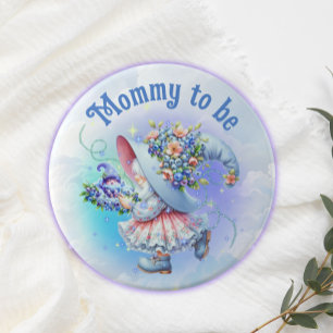 Badge Rond 15,2 Cm Bouton Bash Bisous Gnome Vœux Myrtille