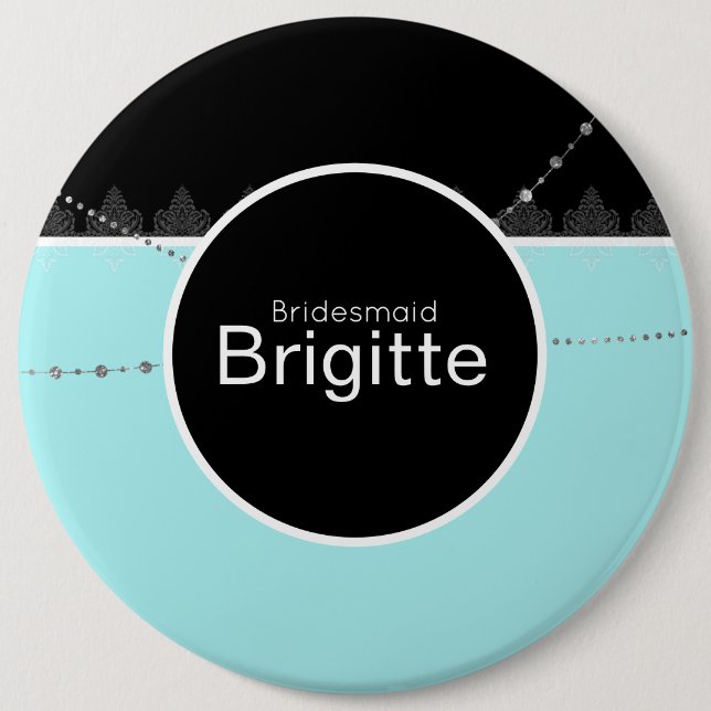 Badge Rond 15,2 Cm Bouton bleu et noir (Devant)