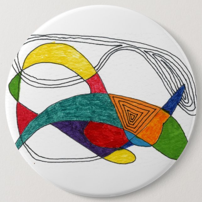Badge Rond 15,2 Cm Bouton "Boomerangs" Art Abstrait (Devant)