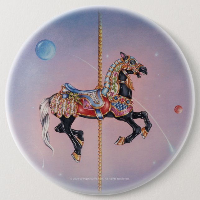 Badge Rond 15,2 Cm Bouton - cheval 1 de carrousel de Petaluma (Devant)