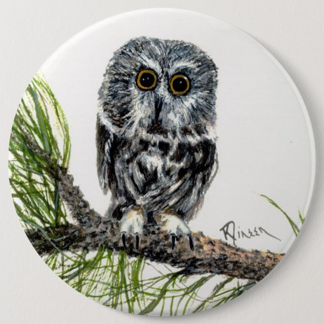 Badge Rond 15,2 Cm Bouton Chouette de mâchoire (Devant)