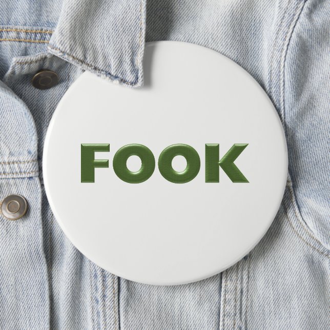Badge Rond 15,2 Cm Bouton colossal blanc Fook (En situation)