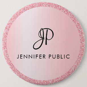 Badge Rond 15,2 Cm Bouton colossal Personnalisé Monogramme Rose Or