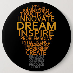 Badge Rond 15,2 Cm Bouton d'ampoule lumineuse Inspirational