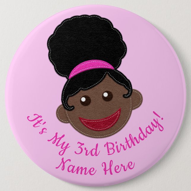 Badge Rond 15,2 Cm Bouton d'anniversaire Afro Puff Girl (Devant)