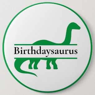 Badge Rond 15,2 Cm Bouton d'anniversaire du dinosaure vert