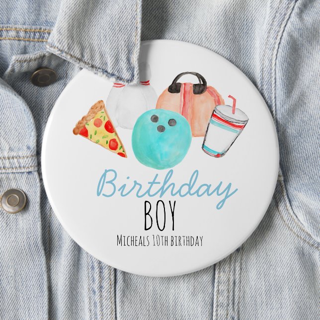 Badge Rond 15,2 Cm Bouton d'anniversaire pour enfant de Bowling (En situation)