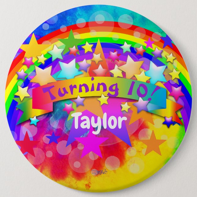 Badge Rond 15,2 Cm Bouton d'anniversaire - Rainbow Design HAMbyWG (Devant)