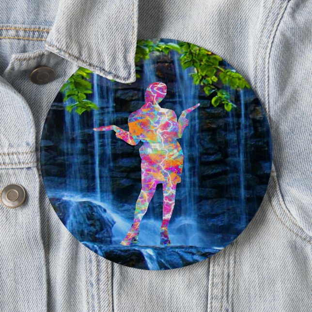 Badge Rond 15,2 Cm Bouton Danse avec la nature (En situation)