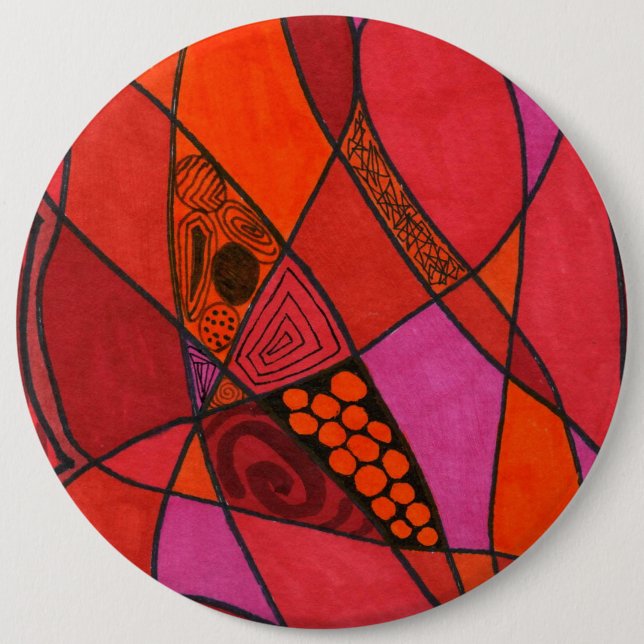 Badge Rond 15,2 Cm Bouton d'art Abstrait "Study in Reds" (Devant)