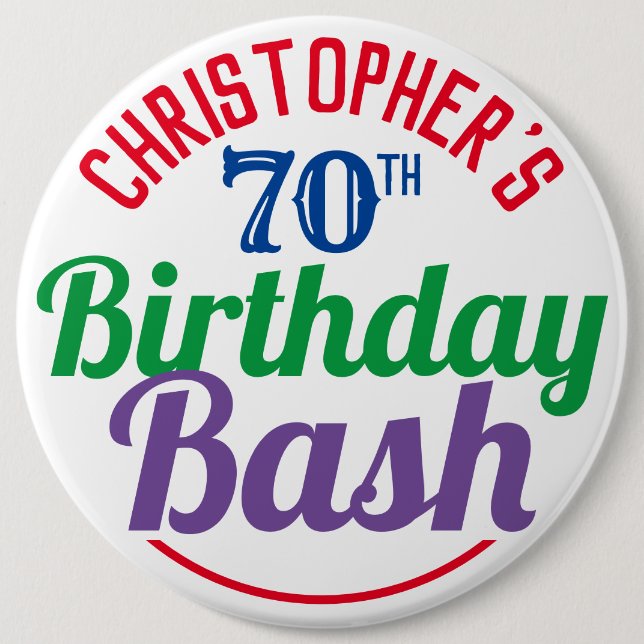 Badge Rond 15,2 Cm Bouton de célébration de l'âge de 70e anniversaire (Devant)