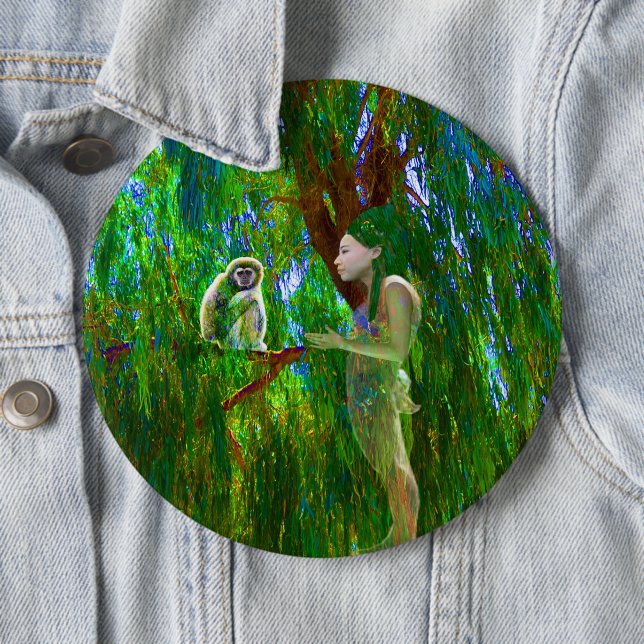 Badge Rond 15,2 Cm Bouton de connexion Jungle (En situation)