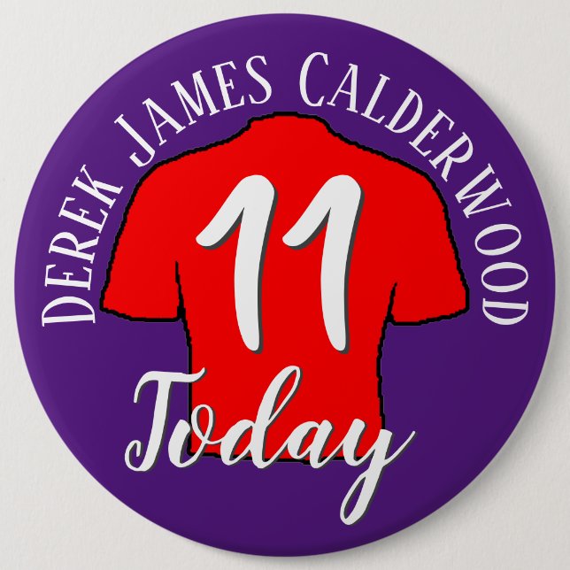 Badge Rond 15,2 Cm Bouton de football du 11e anniversaire pour person (Devant)