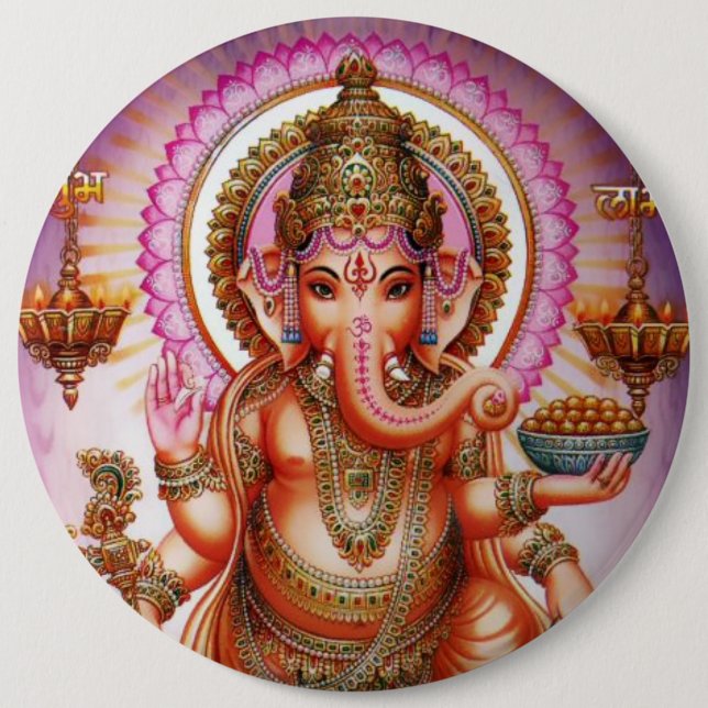 Badge Rond 15,2 Cm Bouton de Ganesha - version 7 (Devant)