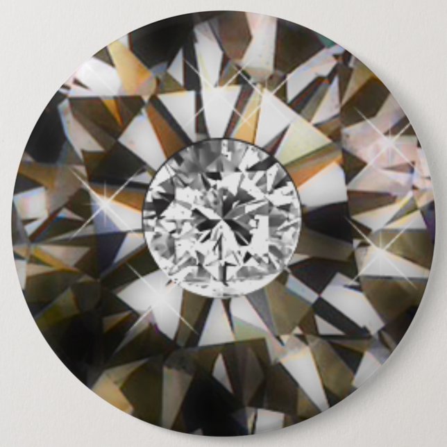 Badge Rond 15,2 Cm Bouton de GOUJON de DIAMANT (Devant)