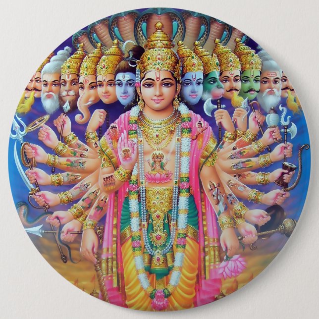 Badge Rond 15,2 Cm Bouton de Krishna Vishvarupa (Devant)