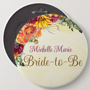 Badge Rond 15,2 Cm Bouton de mariée de douche de mariée fleuri d'auto