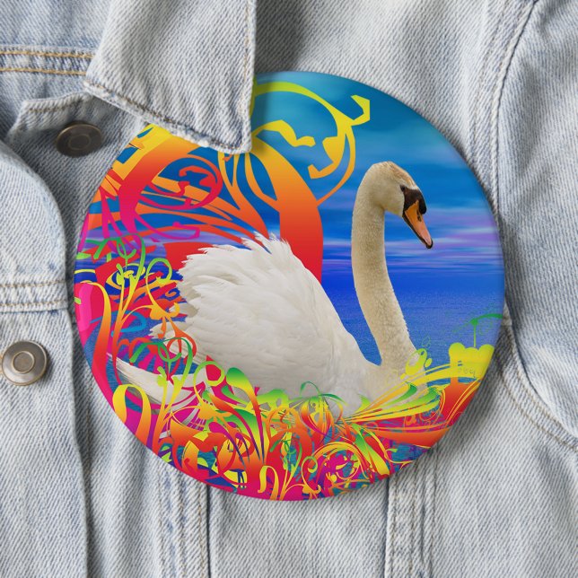 Badge Rond 15,2 Cm Bouton de nid de cygne (En situation)
