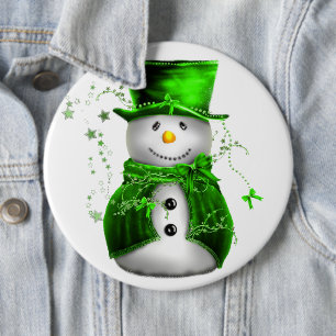 Badge Rond 15,2 Cm Bouton de Noël du motoneige vert mignon
