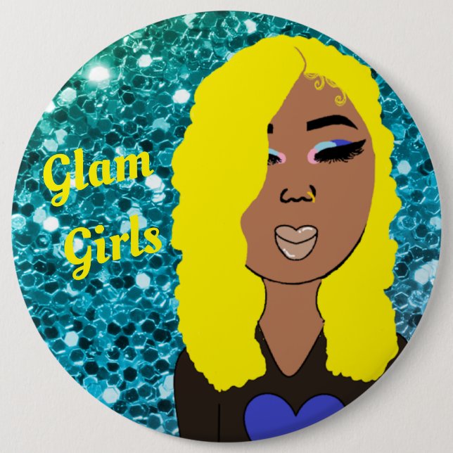 Badge Rond 15,2 Cm Bouton de Parties scintillant étincelante Glam Gir (Devant)