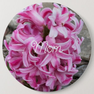 Badge Rond 15,2 Cm Bouton de photo de fleurs de jacinthe rose